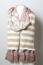 Load image into Gallery viewer, Boho Speckle Stripe Tassel Scarf 💗: Blue Mocha
