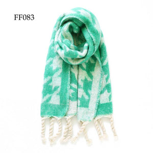 Soft Oblong MultiColor Houndstooth Brushed Scarf (14 colors): FF076