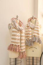 Load image into Gallery viewer, Boho Speckle Stripe Tassel Scarf 💗: Blue Mocha
