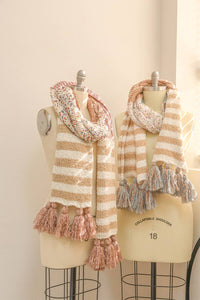 Boho Speckle Stripe Tassel Scarf 💗: Rose