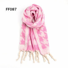 Load image into Gallery viewer, Soft Oblong MultiColor Houndstooth Brushed Scarf (14 colors): F0075
