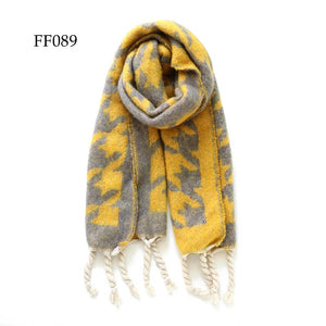 Soft Oblong MultiColor Houndstooth Brushed Scarf (14 colors): F0075