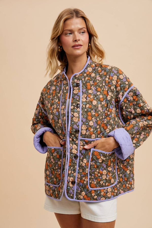 FLORAL QUILTED PUFFER JACKET