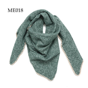 Crochet Trim Weaved Triangle Scarf (8 colors): 021