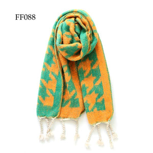 Soft Oblong MultiColor Houndstooth Brushed Scarf (14 colors): F0075
