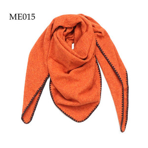 Crochet Trim Weaved Triangle Scarf (8 colors): 021
