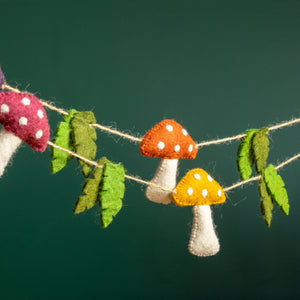 Fall Decor Felt Multi-Color Spotted Mushroom Garland