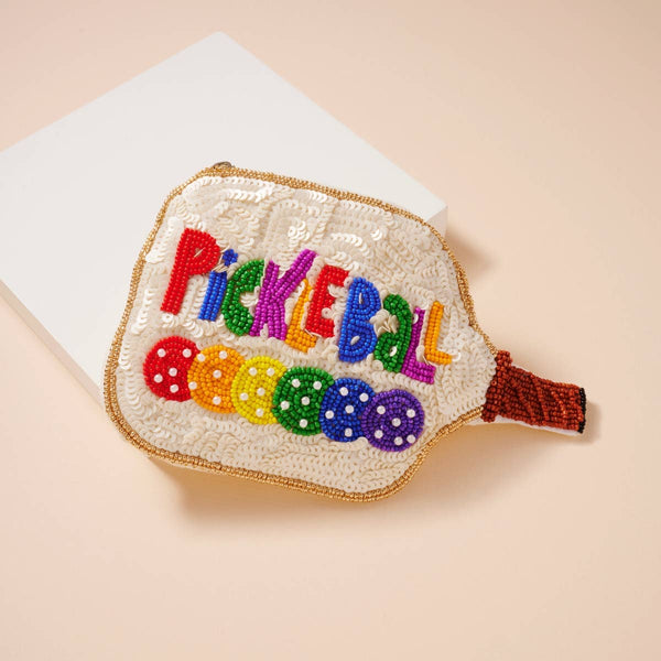 Pickleball Beaded Coin Pouch