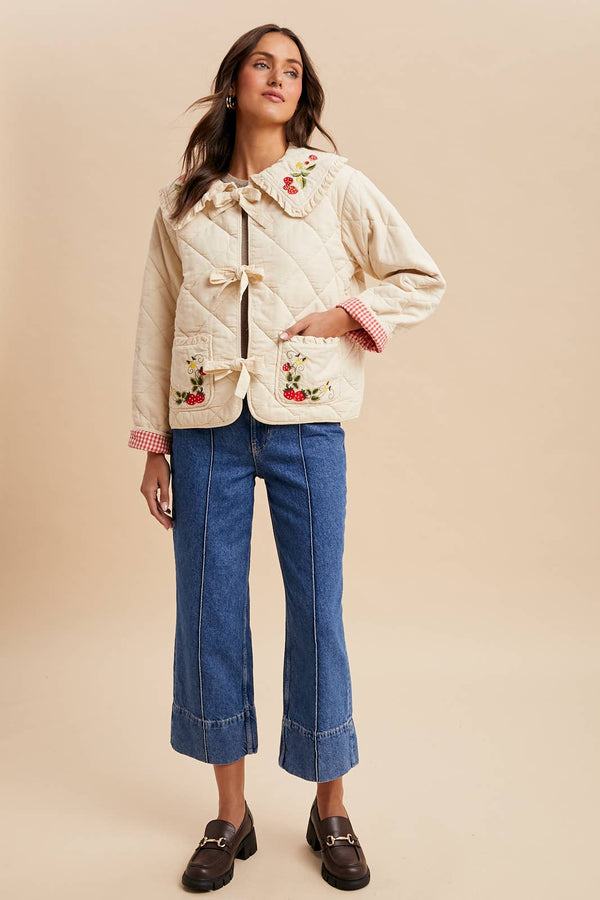 QUILTED CORDUROY EMBROIDERED JACKET
