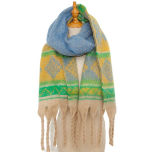Soft Chunky Fleece Western Scarf With Tassel (8 colors): 05