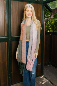 Color Fusion Twirl Tassel Scarf: Rust Combo