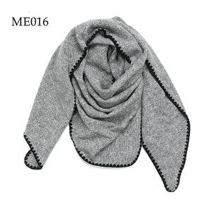 Crochet Trim Weaved Triangle Scarf (8 colors): 021