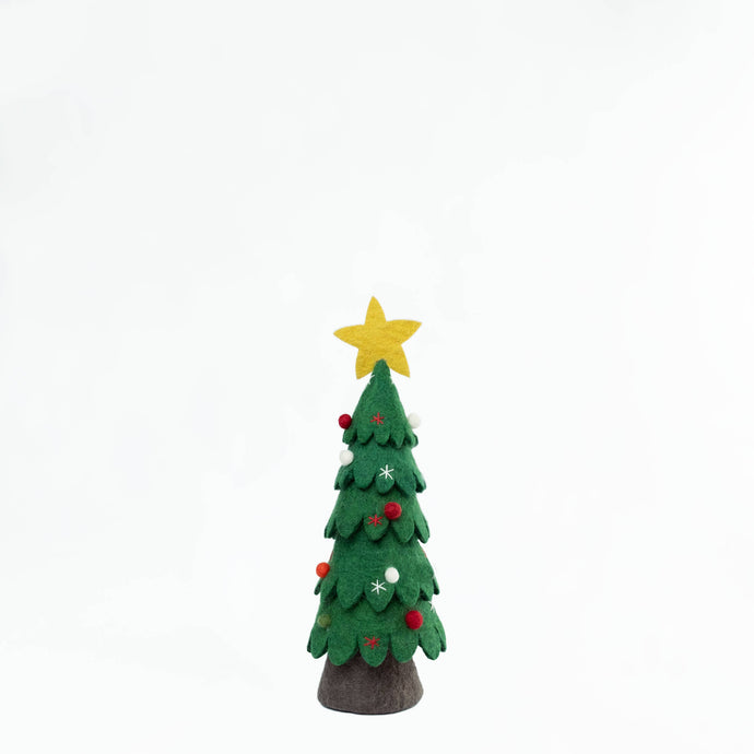 Christmas Decor Green with colored balls Felt Christmas Tree: Small