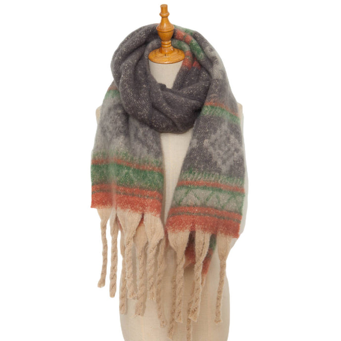 Soft Chunky Fleece Western Scarf With Tassel (8 colors): 05