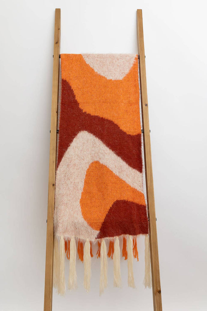 Color Fusion Twirl Tassel Scarf: Rust Combo