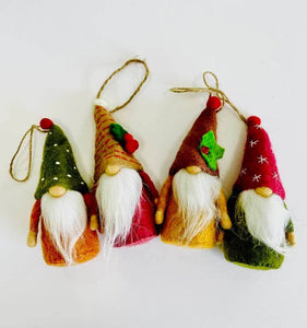 Holiday Ornament Felt Gnome , Multi Color