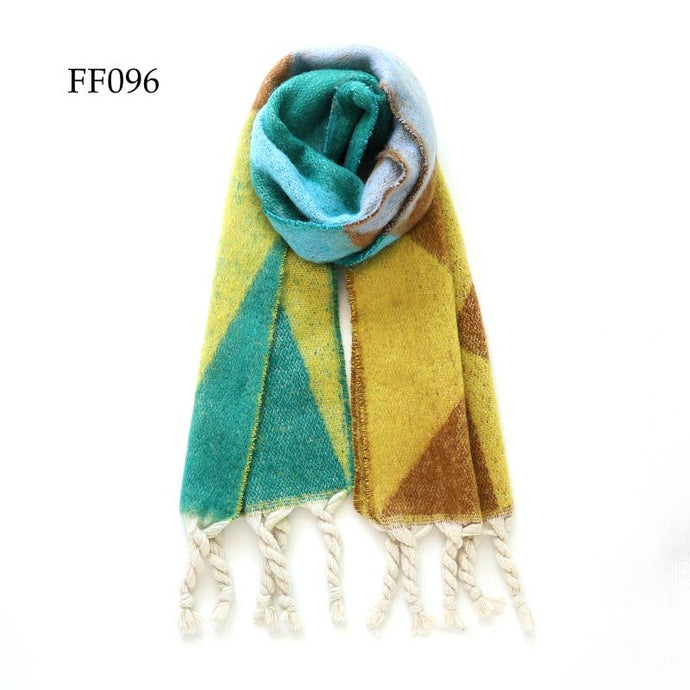 Soft Oblong Multi Color Geometric Brushed Scarf (10 colors): FF096