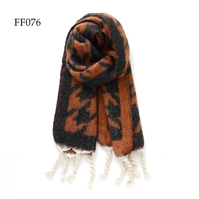 Soft Oblong MultiColor Houndstooth Brushed Scarf (14 colors): FF076