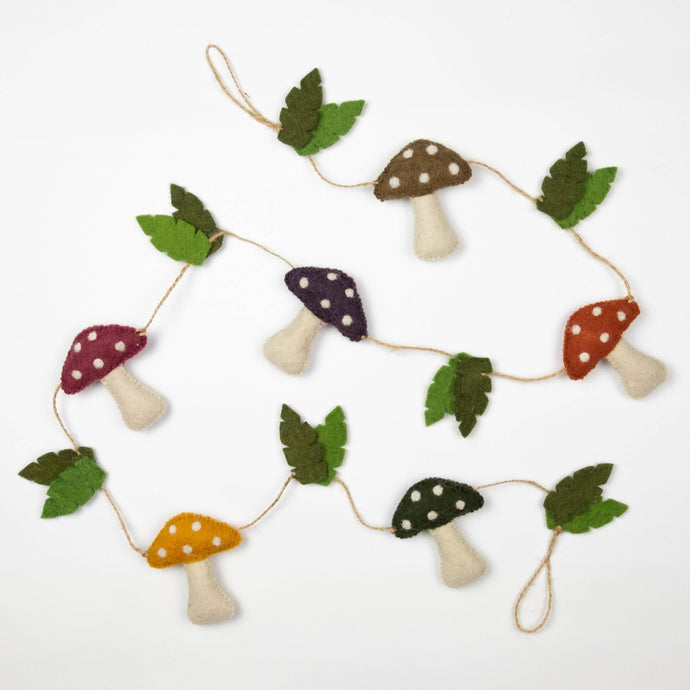 Fall Decor Felt Multi-Color Spotted Mushroom Garland