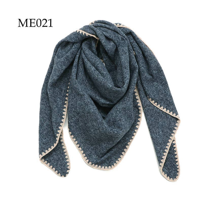 Crochet Trim Weaved Triangle Scarf (8 colors): 021