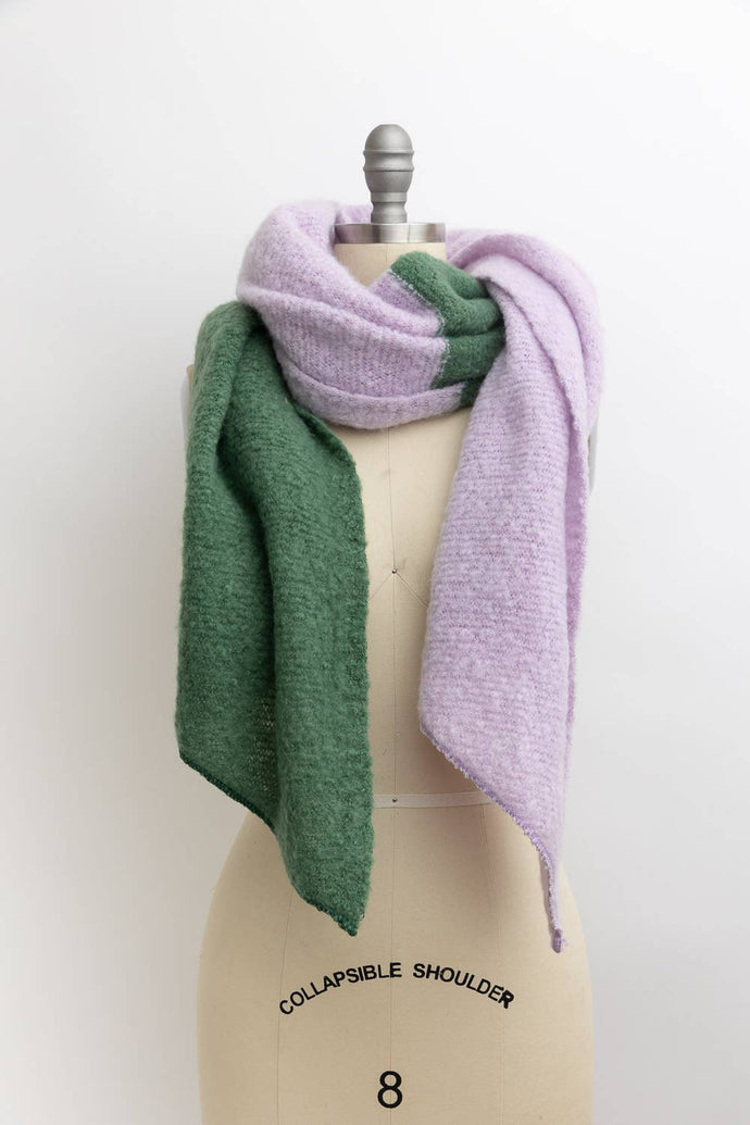 Cozy Double Tone Scarf: Lavender/Green