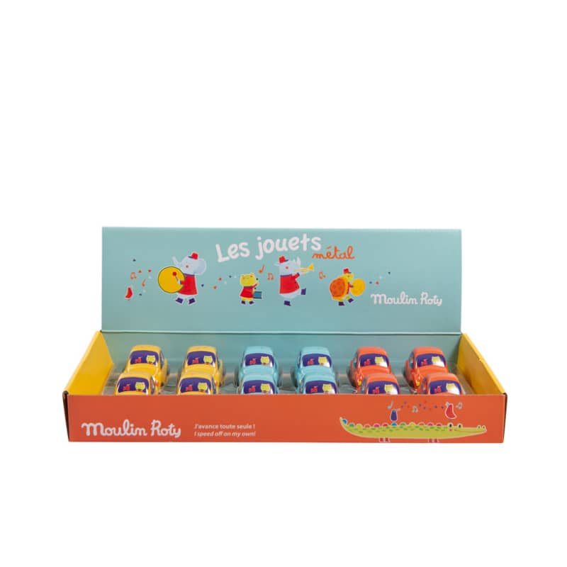 Display box with 12 assorted Metal Friction Cars